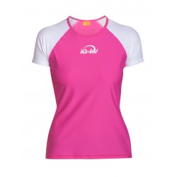 Triko UV 300 loose-fit krátký rukáv bílo/růžové