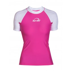 Trčko UV dámské krátký rukáv bílo/růžové pro vodní sporty dvoubarevné