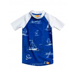 Triko UV dětské Sea Kids krátký rukáv (6-13 let) modré