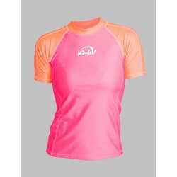 Dámské UV tričko pro vodní sporty ve dvoubarevé slim-fit  krátký rukáv růžovo/oranžové