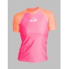 Dámské UV tričko pro vodní sporty ve dvoubarevé slim-fit  krátký rukáv růžovo/oranžové