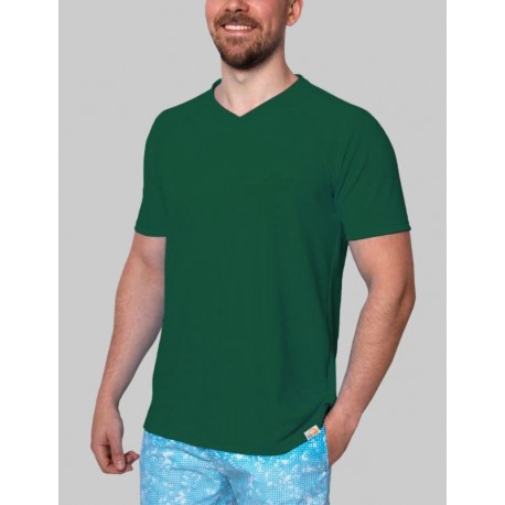 Triko přirozeně měkké pánské UV tričko s výstřihem do V, zelená barva 5383008580 green