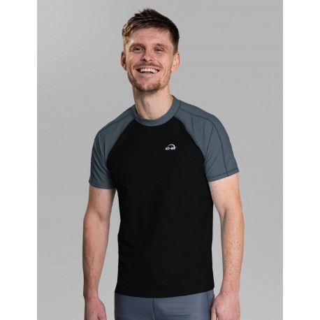 Men's UV shirt loose fit for water sports and the beach Tričko UV krátký rukáv šedá_černá volný střih 6481303780